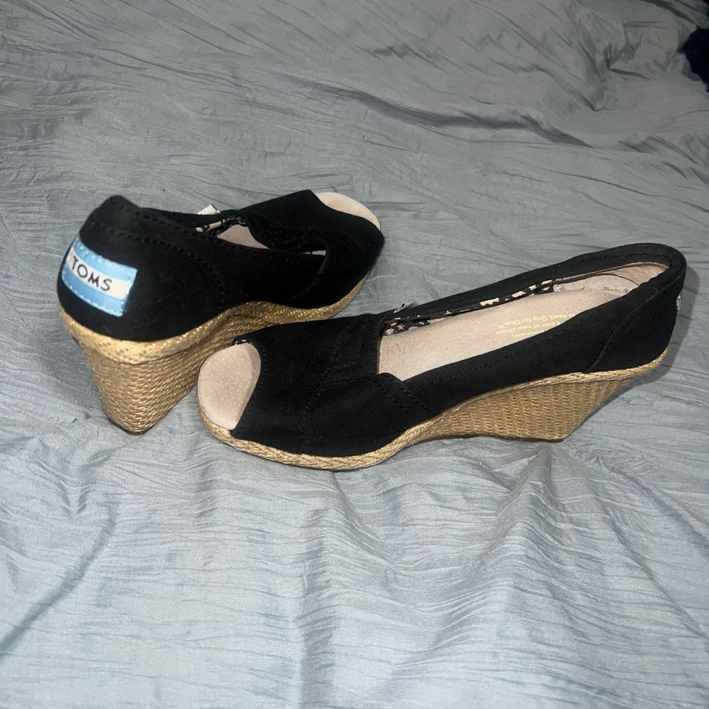 TOMS Black Wedges